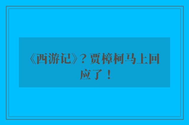 《西游记》？贾樟柯马上回应了！