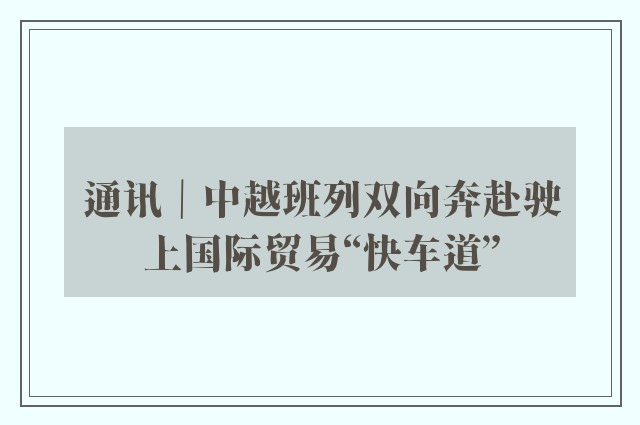 通讯｜中越班列双向奔赴驶上国际贸易“快车道”