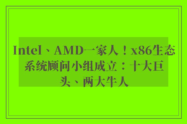 Intel、AMD一家人！x86生态系统顾问小组成立：十大巨头、两大牛人