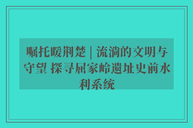 嘱托暖荆楚 | 流淌的文明与守望 探寻屈家岭遗址史前水利系统