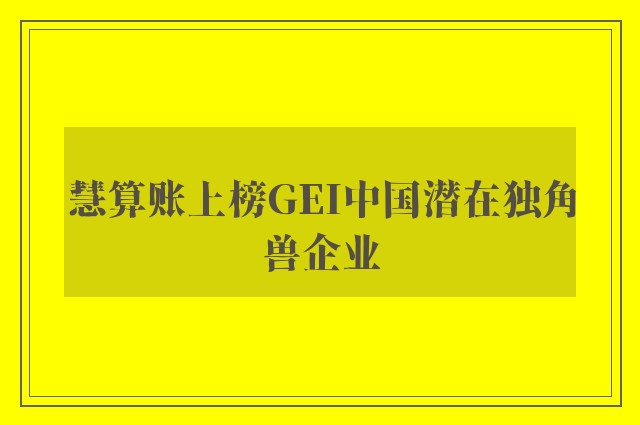 慧算账上榜GEI中国潜在独角兽企业