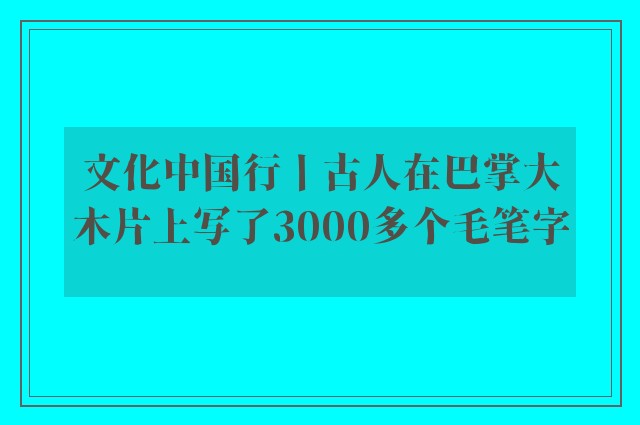 文化中国行丨古人在巴掌大木片上写了3000多个毛笔字