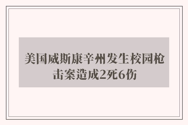 美国威斯康辛州发生校园枪击案造成2死6伤