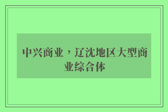 中兴商业，辽沈地区大型商业综合体