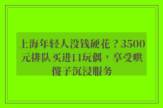 上海年轻人没钱硬花？3500元排队买进口玩偶，享受哄傻子沉浸服务